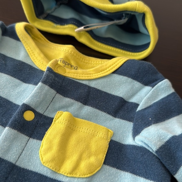 Offspring Blue and Yellow Striped Footie - Picture 3 of 5